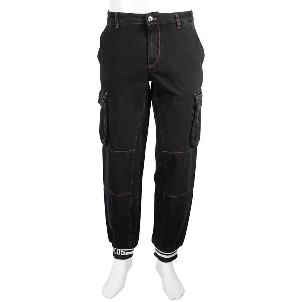 GCDS Mens Black Cargo Fit Denim Jeans Size XL
